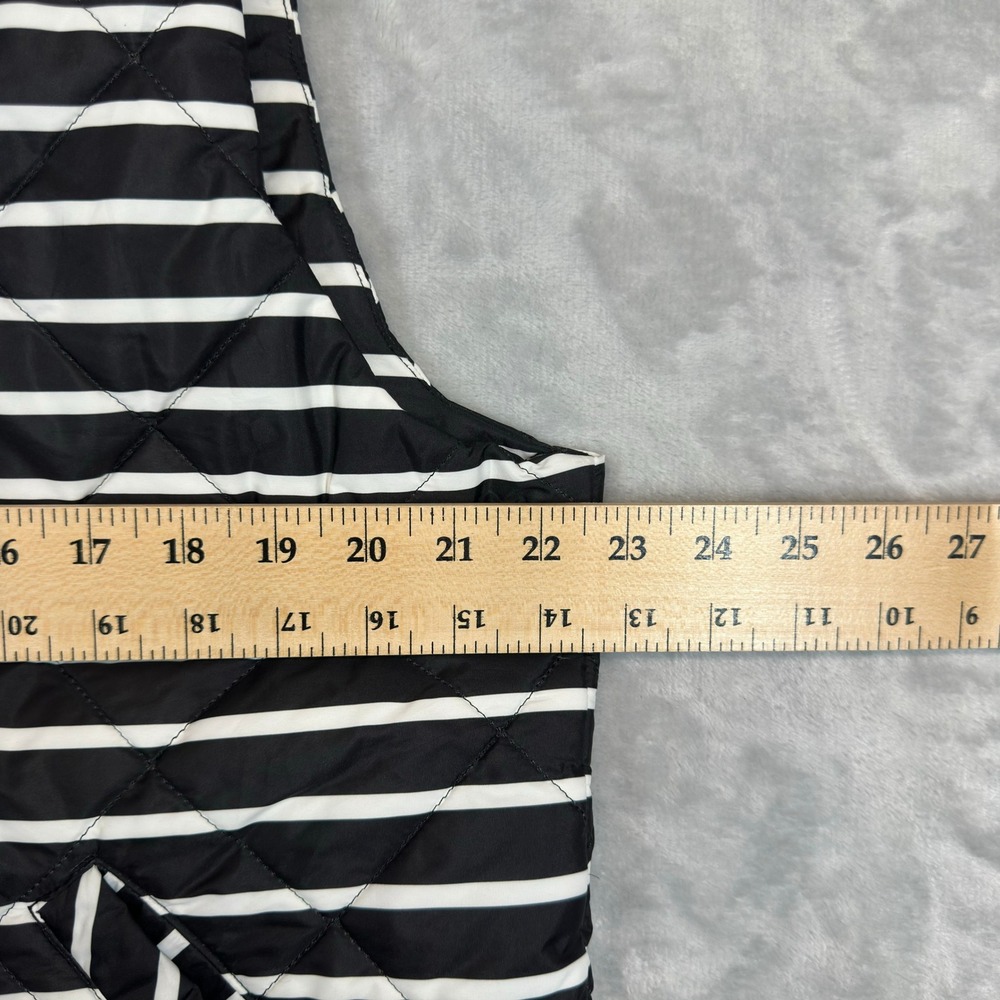 Gap Puffer Vest Women XL Black White Striped Quilted Zip Front Mock Neck RN54023 - Picture 6 of 8
